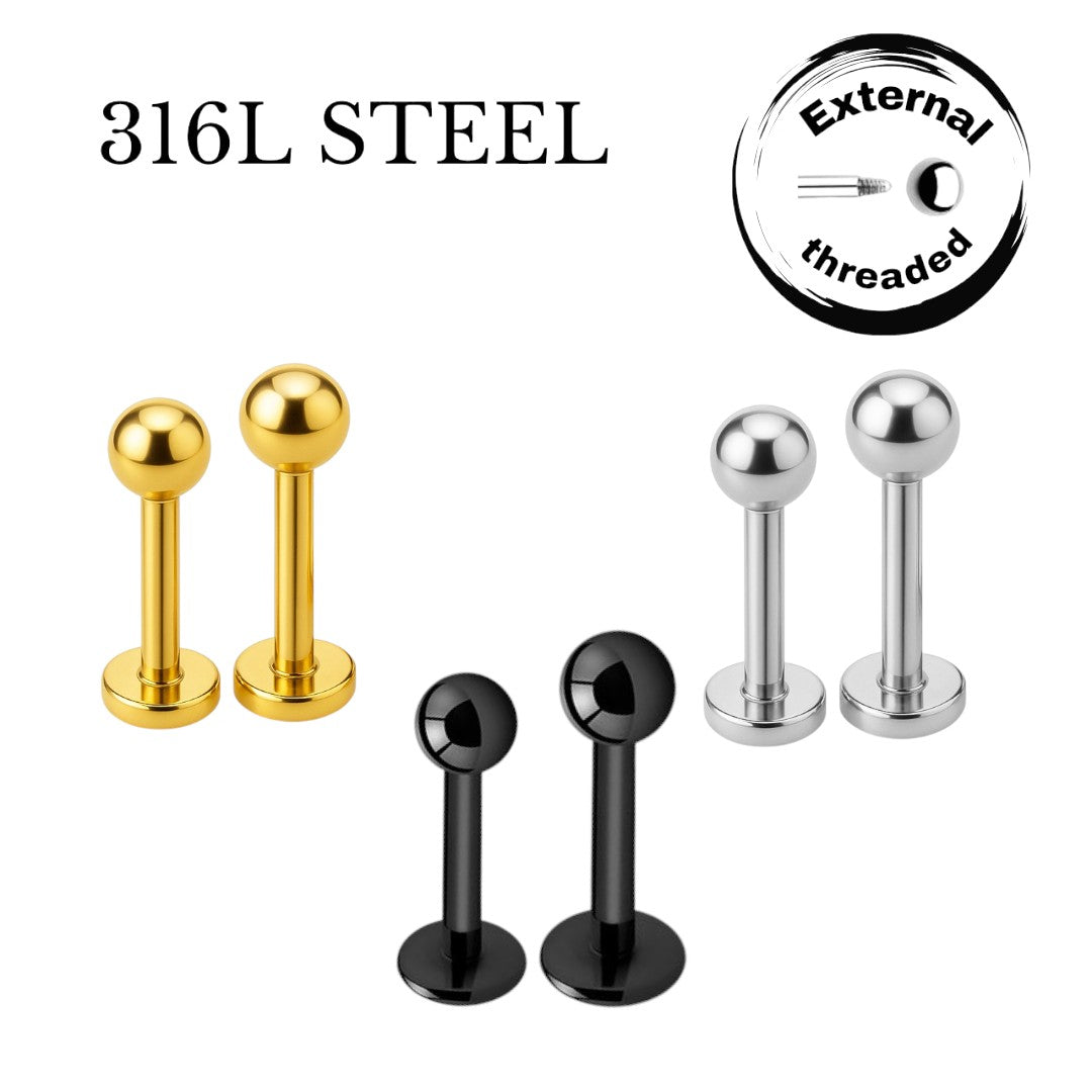 316L Stainless Steel Labret With Ball 3MM