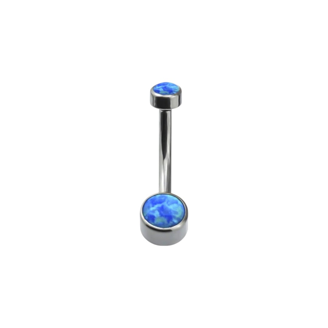 Implant Grade ASTM F136 Titanium Double Opal Stone Belly Button Internaly Treaded