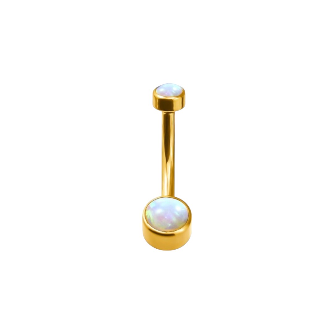 Implant Grade ASTM F136 Titanium Double Opal Stone Belly Button Internaly Treaded