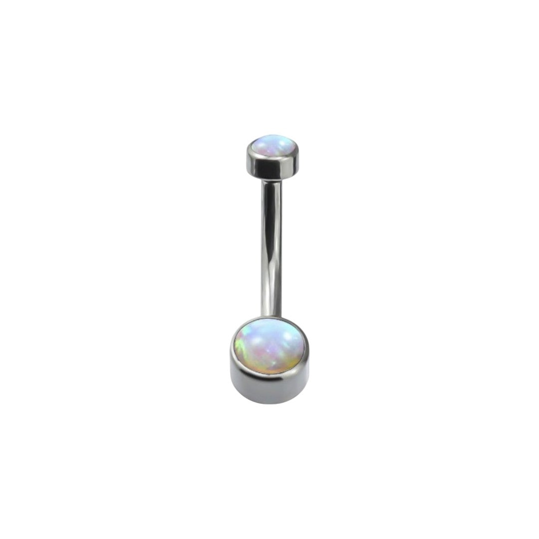 Implant Grade ASTM F136 Titanium Double Opal Stone Belly Button Internaly Treaded