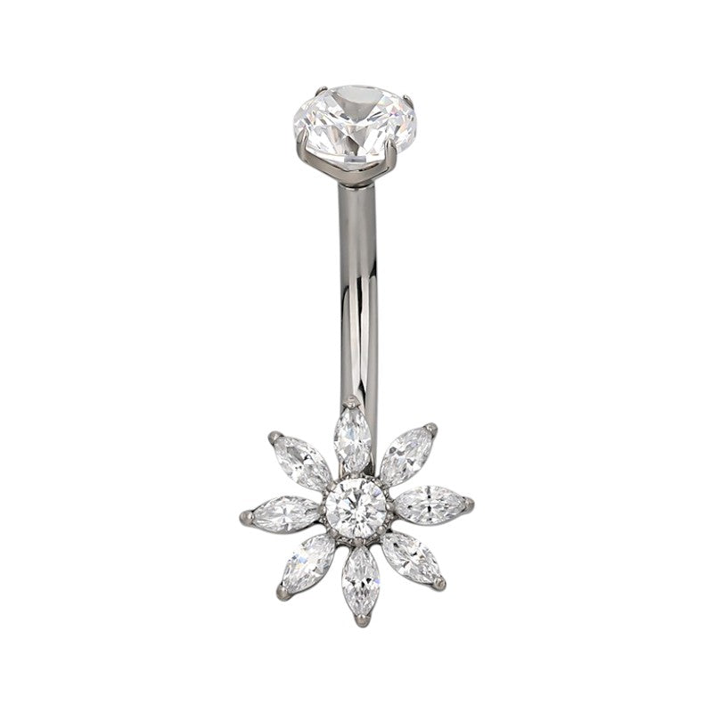 Implant Grade ASTM F136 Titanium Stone Flower Belly Button Internaly Treaded