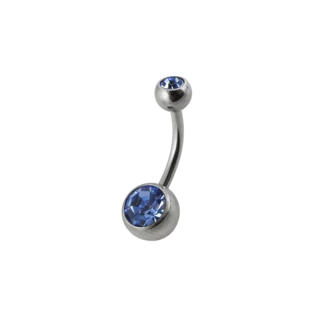 Implant Grade ASTM F136 Titanium Double Stoned Belly Button Externally Treaded