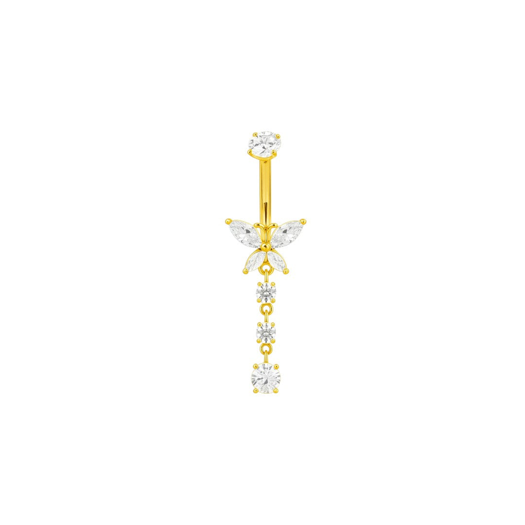 Implant Grade ASTM F136 Titanium Butterfly 3 Stone Hanger Belly Button Internaly Treaded