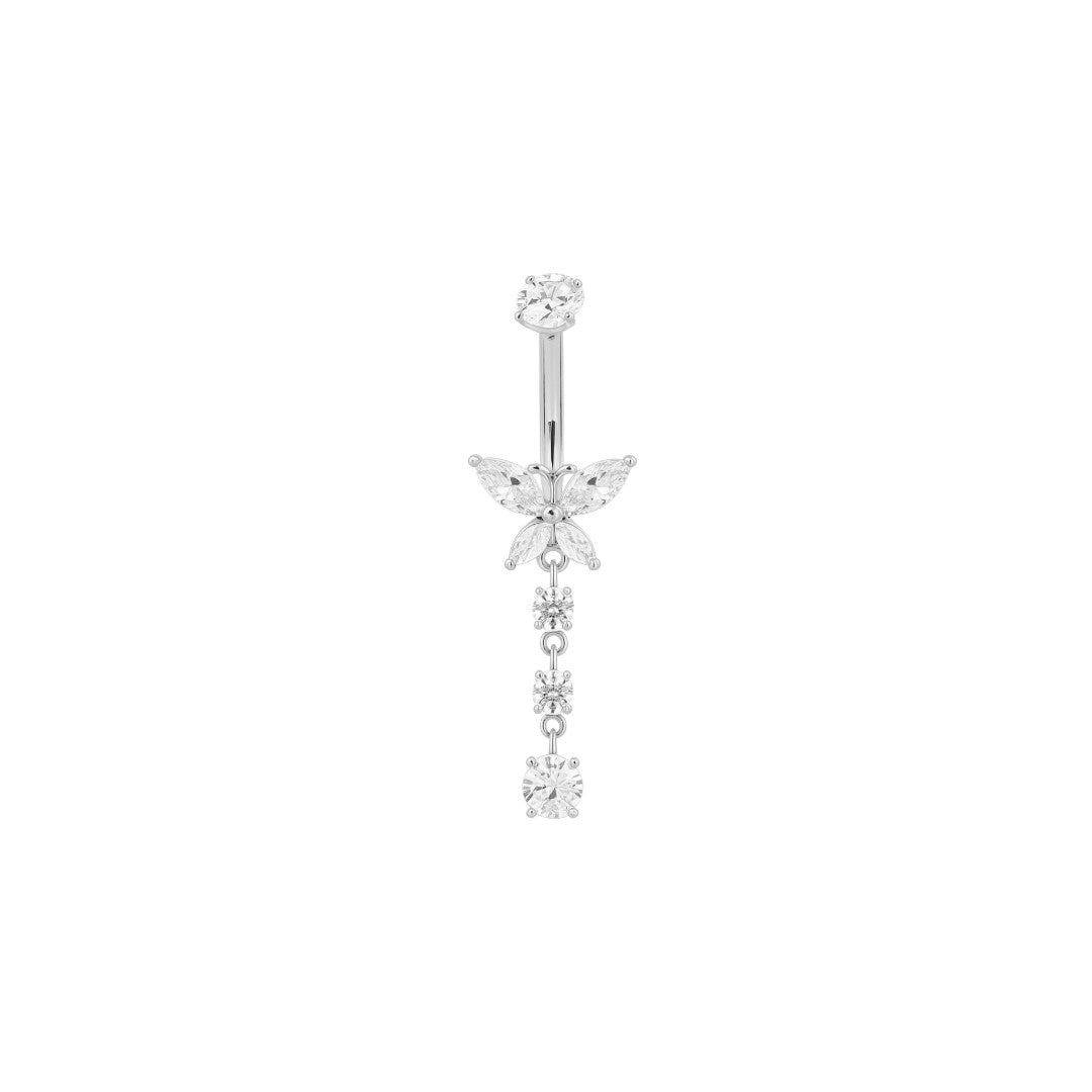 Implant Grade ASTM F136 Titanium Butterfly 3 Stone Hanger Belly Button Internaly Treaded