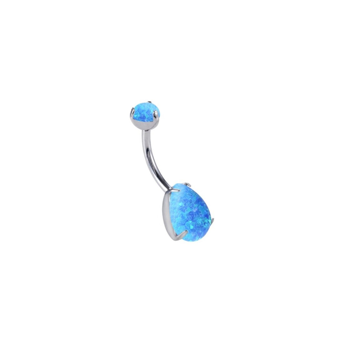 Implant Grade ASTM F136 Titanium Drop Opal Stone Belly Button Internaly Treaded