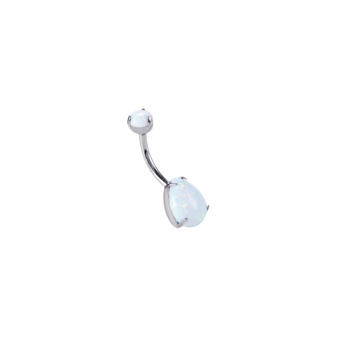Implant Grade ASTM F136 Titanium Drop Opal Stone Belly Button Internaly Treaded