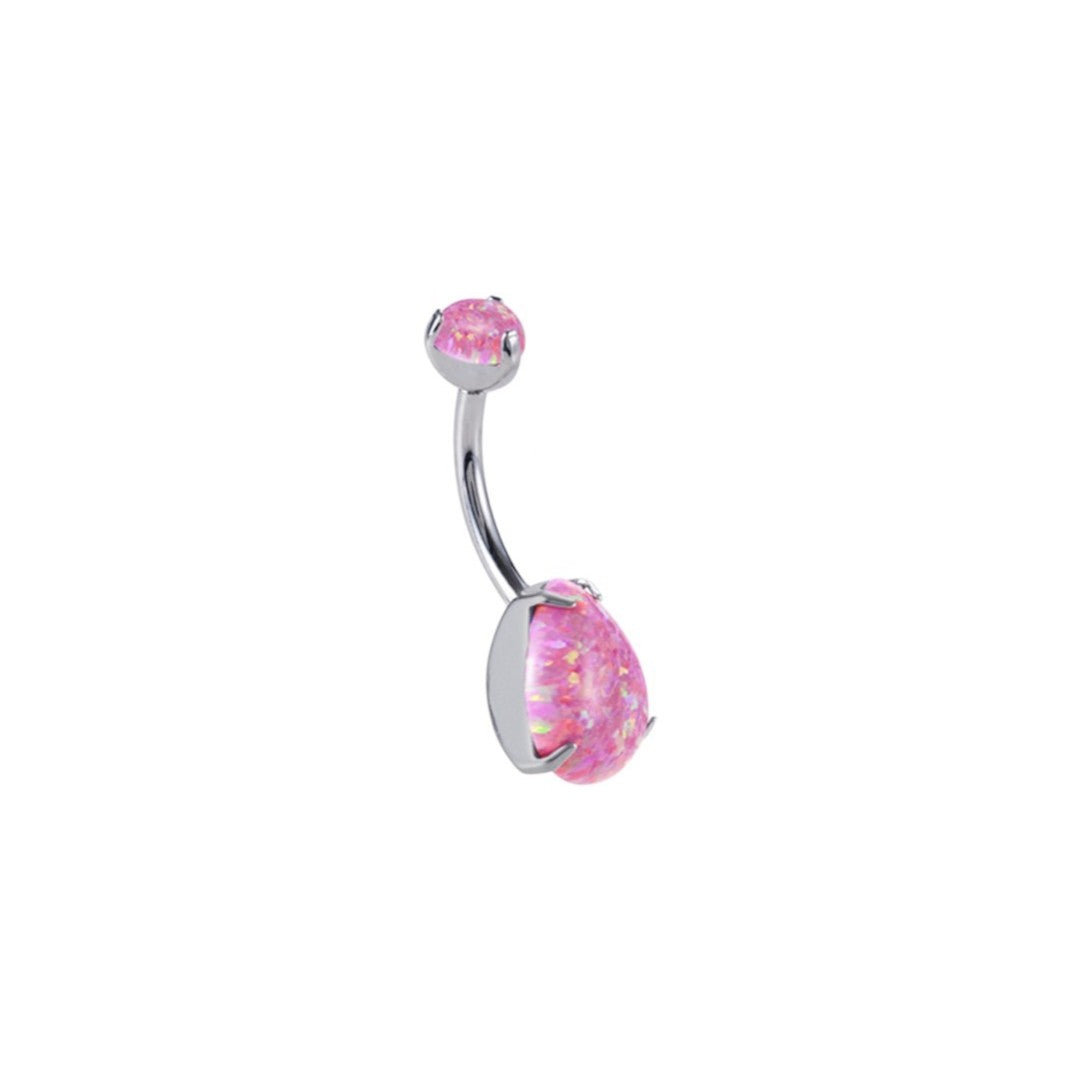 Implant Grade ASTM F136 Titanium Drop Opal Stone Belly Button Internaly Treaded