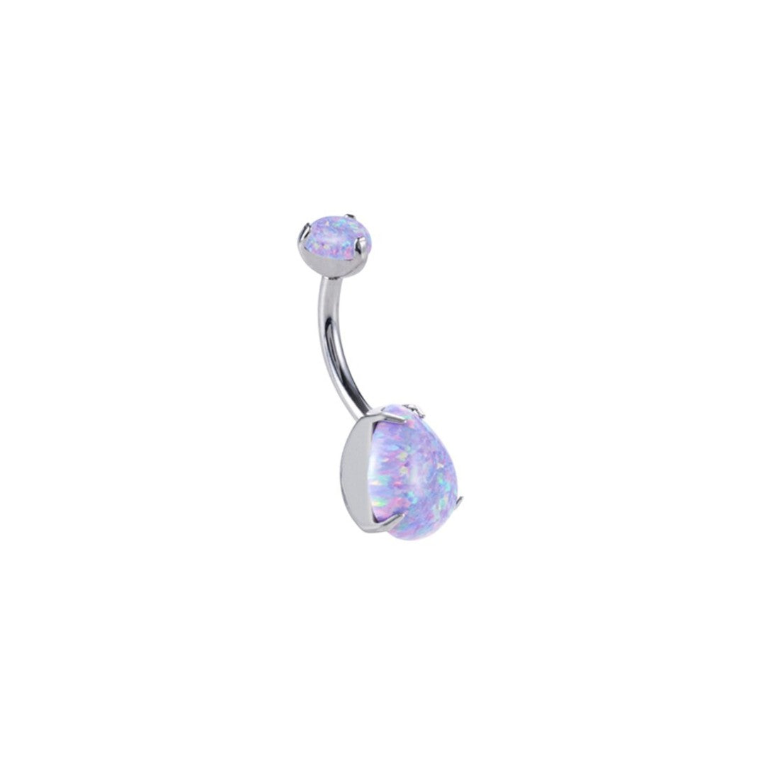Implant Grade ASTM F136 Titanium Drop Opal Stone Belly Button Internaly Treaded