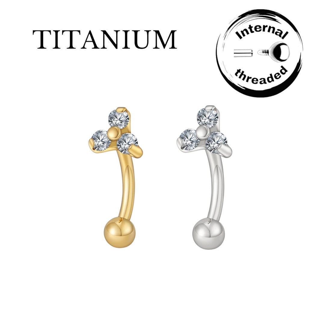 Implant Grade ASTM F136 Titanium Micro banana With 3 Stone Internaly Treaded