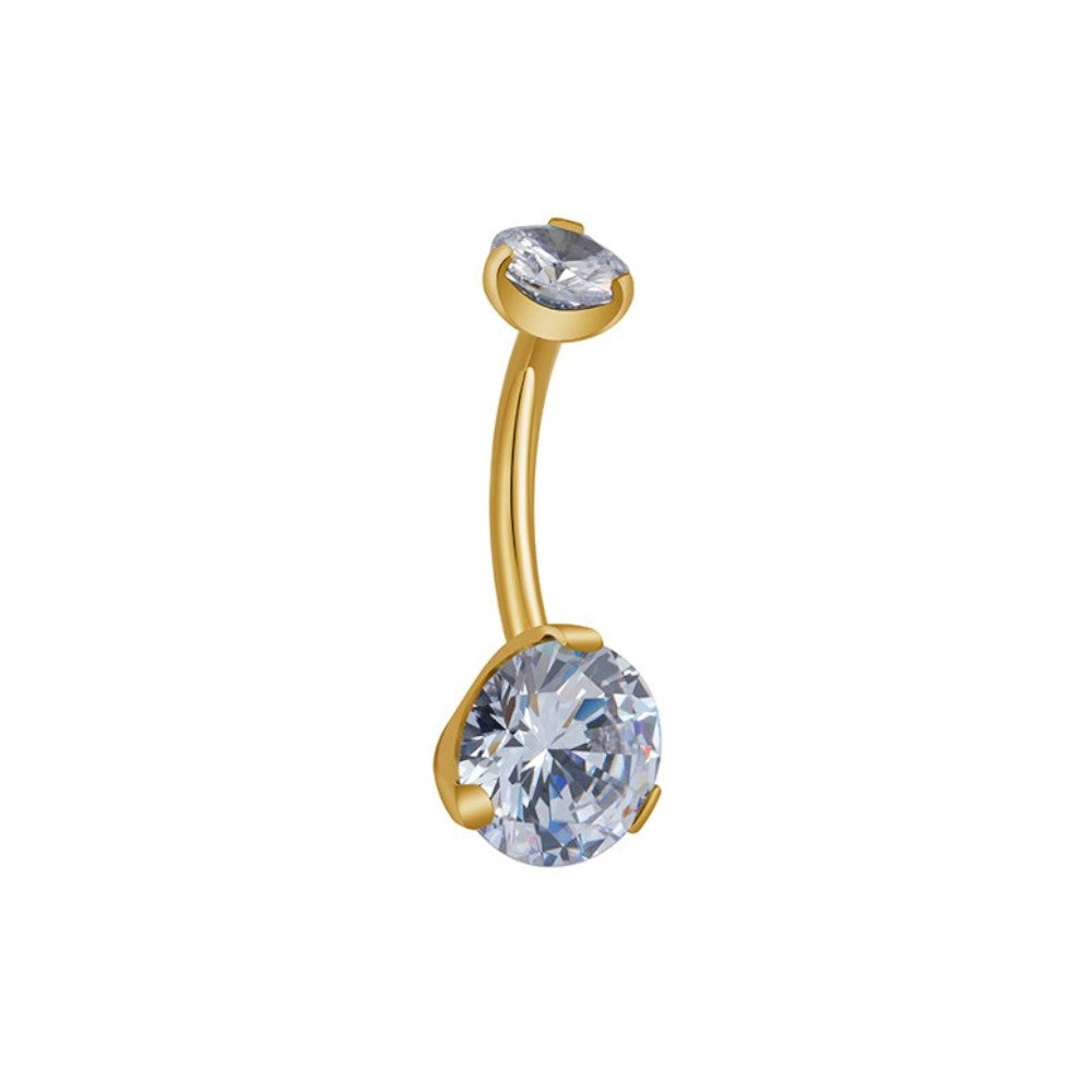 Implant Grade ASTM F136 Titanium Big Stone Internaly Threaded Belly Ring
