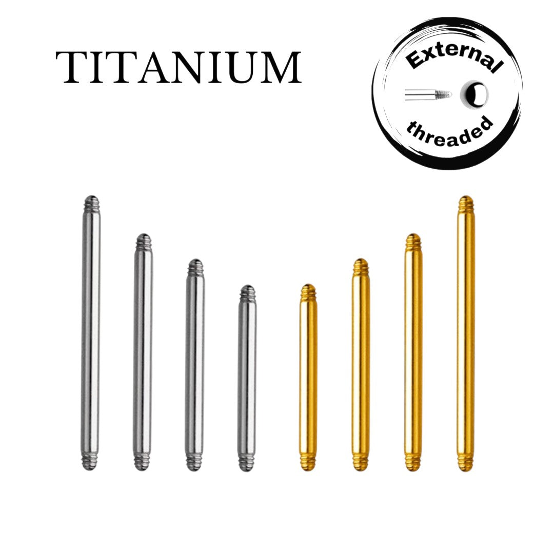 Implant Grade ASTM F136 Titanium Straight Barbell Without Ball EXternaly Threaded