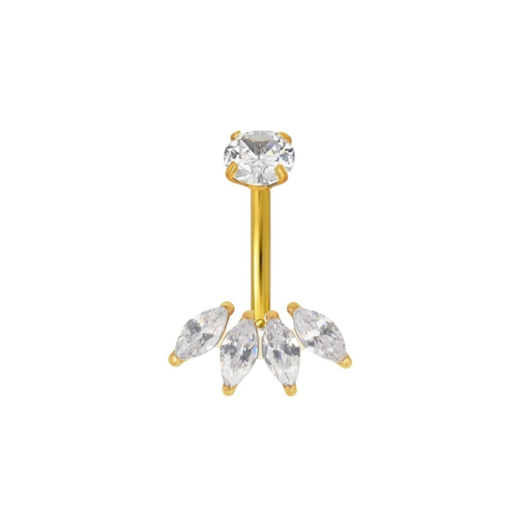 Implant Grade ASTM F136 Titanium 4 Marquise Belly Button Internaly Treaded