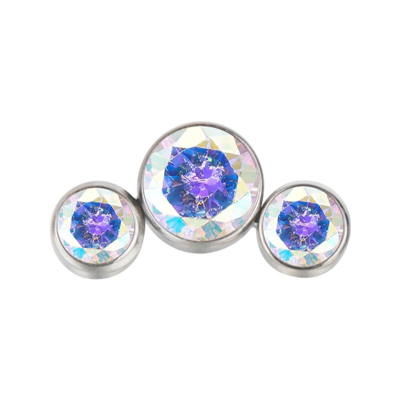 Implant Grade ASTM F136 Titanium Bezet Set 3 CZ Stone Cluster Internaly Threaded Labret