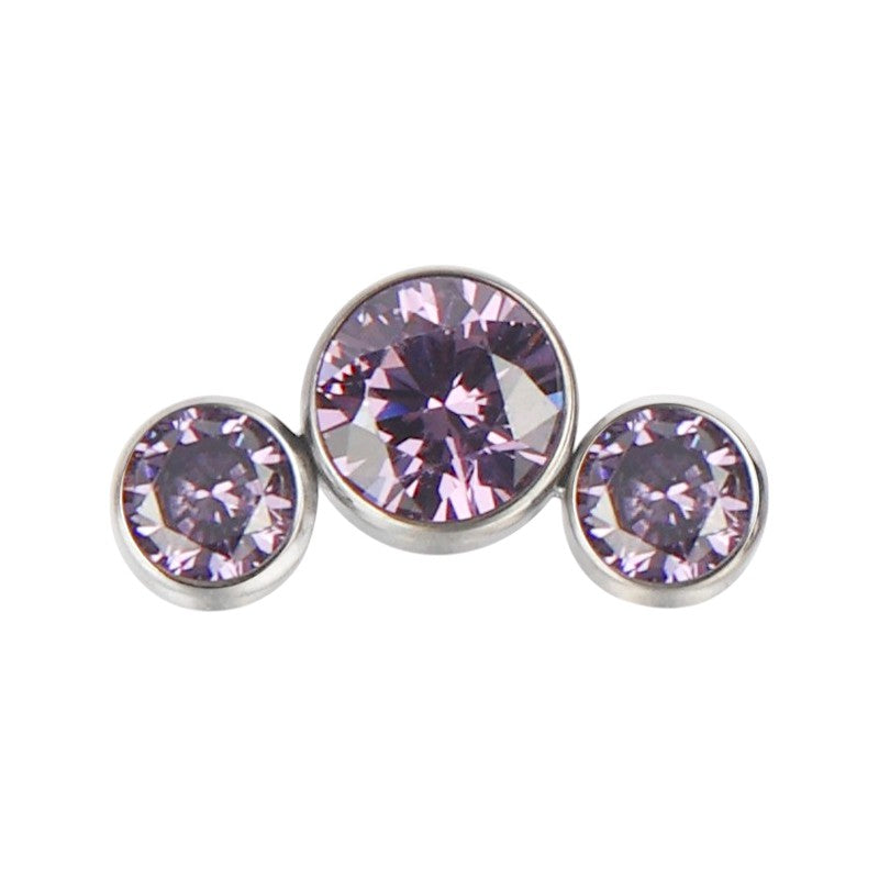 Implant Grade ASTM F136 Titanium Bezet Set 3 CZ Stone Cluster Internaly Threaded Labret