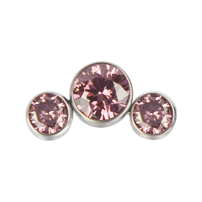 Implant Grade ASTM F136 Titanium Bezet Set 3 CZ Stone Cluster Internaly Threaded Labret