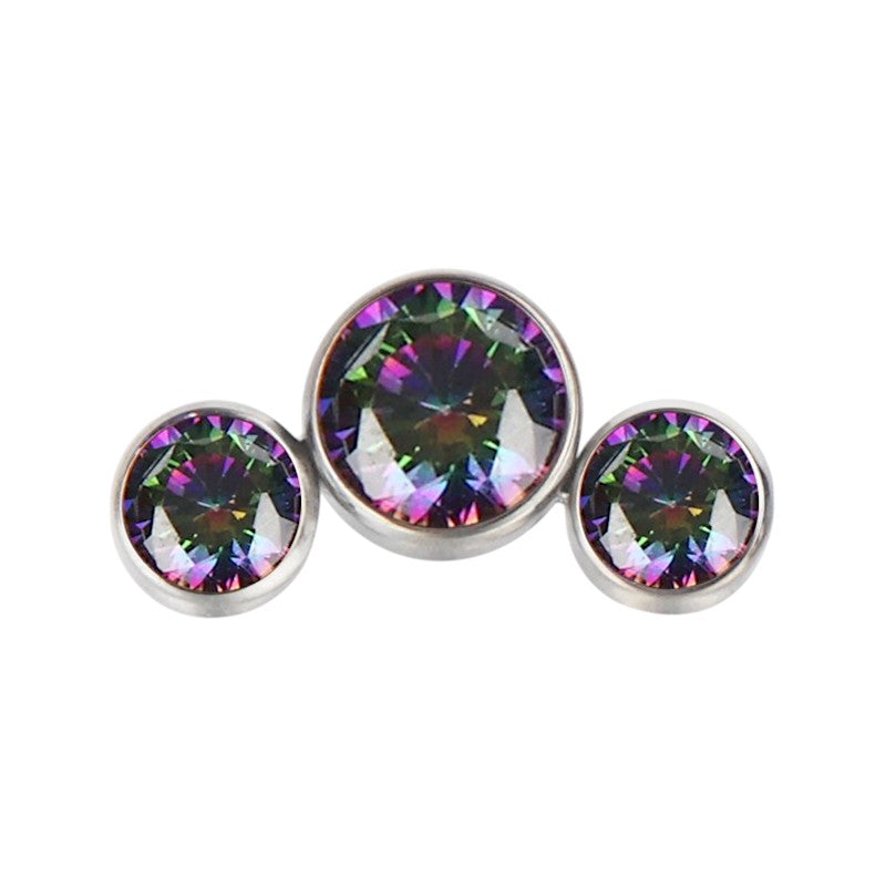 Implant Grade ASTM F136 Titanium Bezet Set 3 CZ Stone Cluster Internaly Threaded Labret