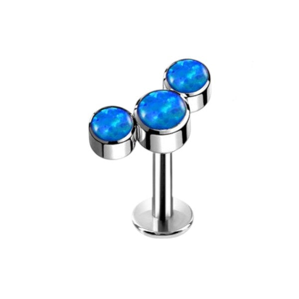 Implant Grade ASTM F136 Titanium Bezet Set 3 Opal Stone Cluster Internaly Threaded Labret