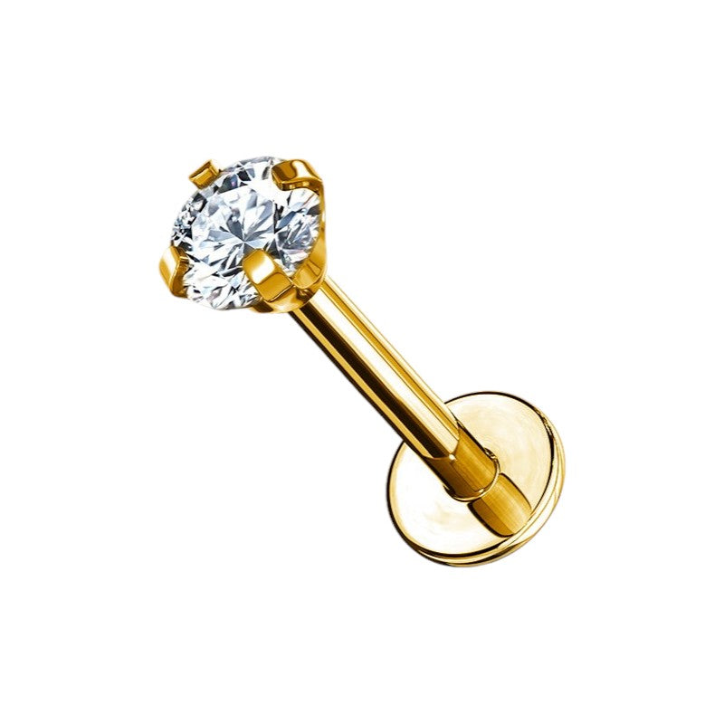 Implant Grade ASTM F136 Titanium CZ Pronged Set Internaly Threaded Labret