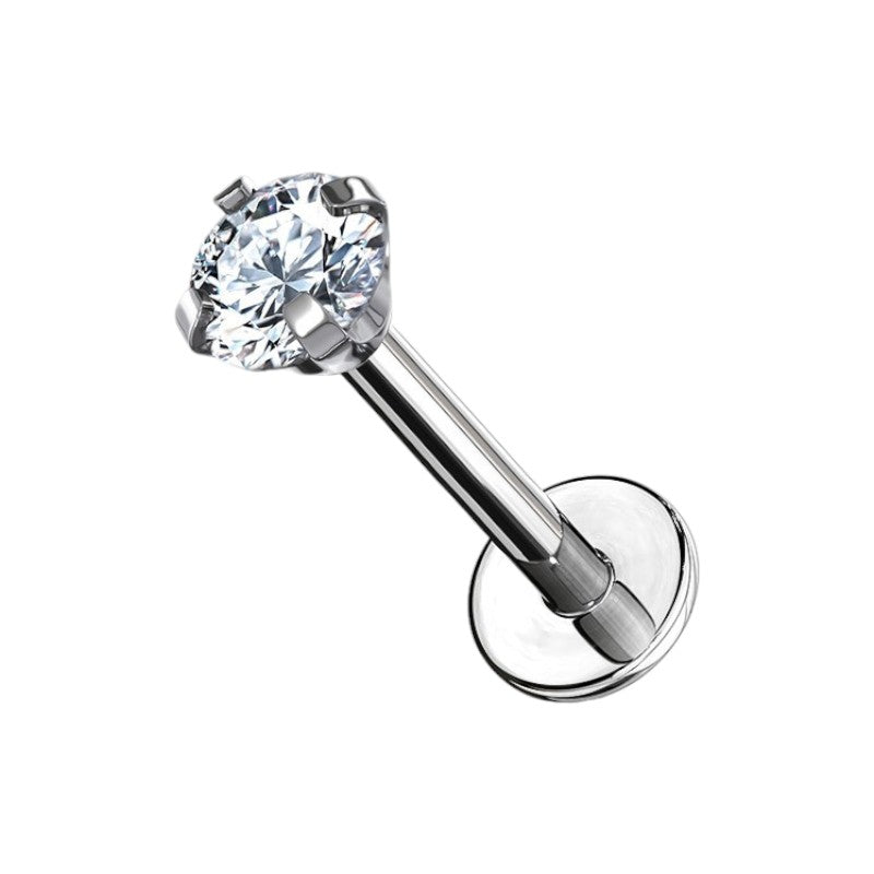 Implant Grade ASTM F136 Titanium CZ Pronged Set Internaly Threaded Labret