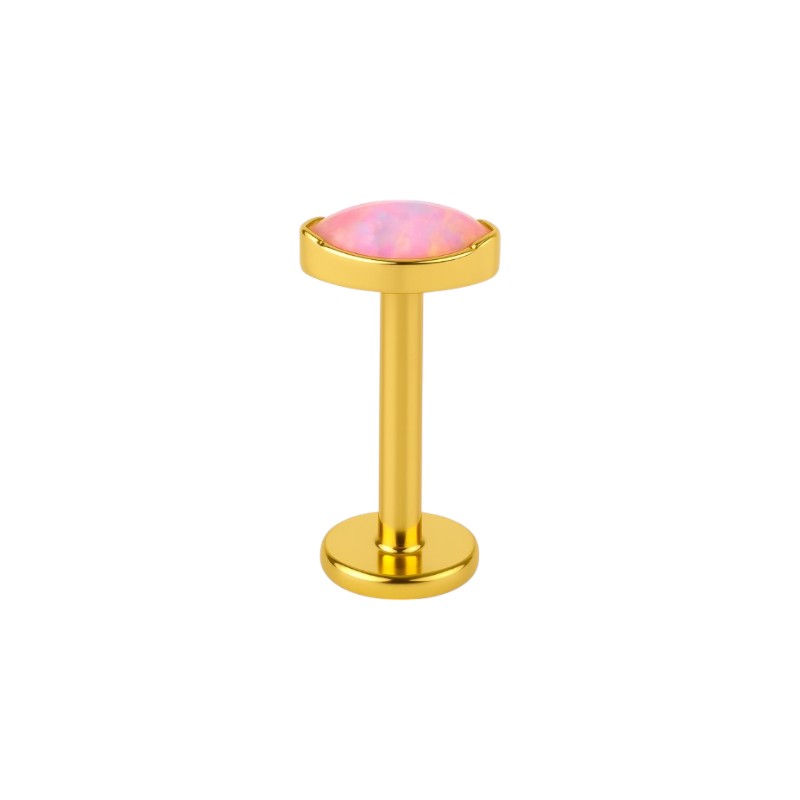 Implant Grade ASTM F136 Titanium Marquise Oval Opal Stone Internaly Threaded Labret