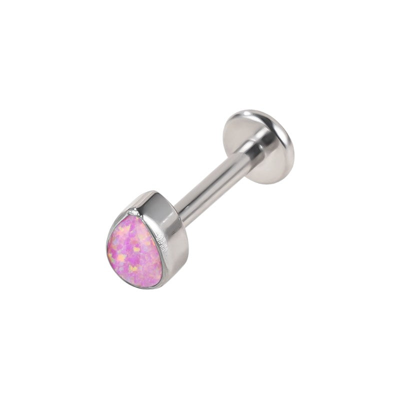 Implant Grade ASTM F136 Titanium Teardrop Opal Stone Internaly Threaded Labret