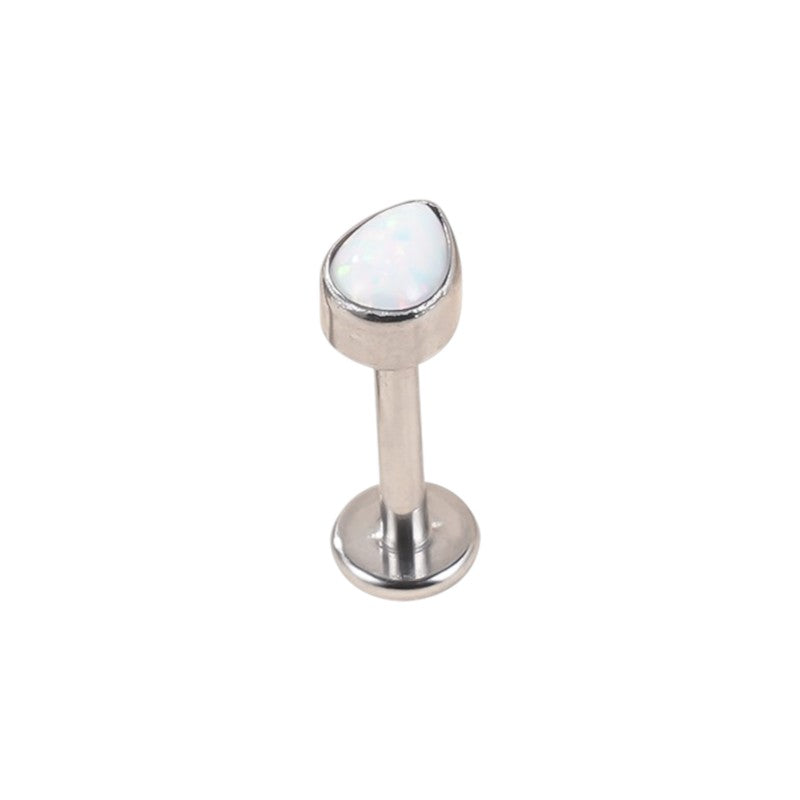 Implant Grade ASTM F136 Titanium Teardrop Opal Stone Internaly Threaded Labret