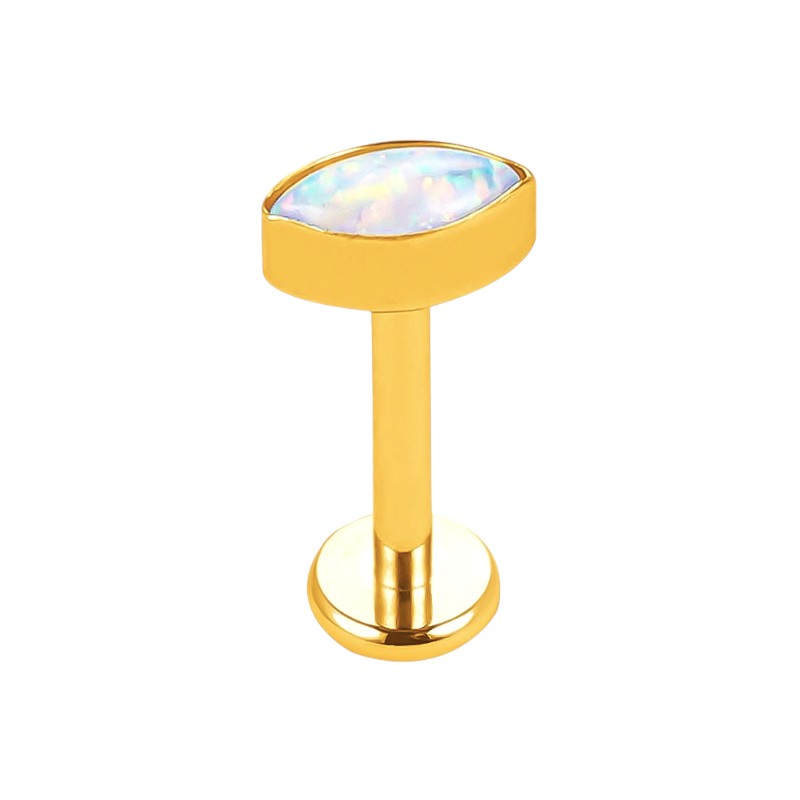 Implant Grade ASTM F136 Titanium Bezet Set Marquise Opal Stone Internaly Threaded Labret