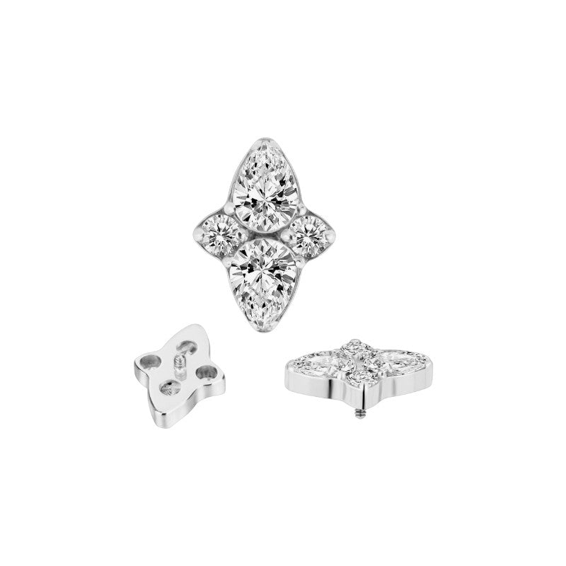 Implant Grade ASTM F136 Titanium Round And Tear Shape CZ Internaly Threaded Labret