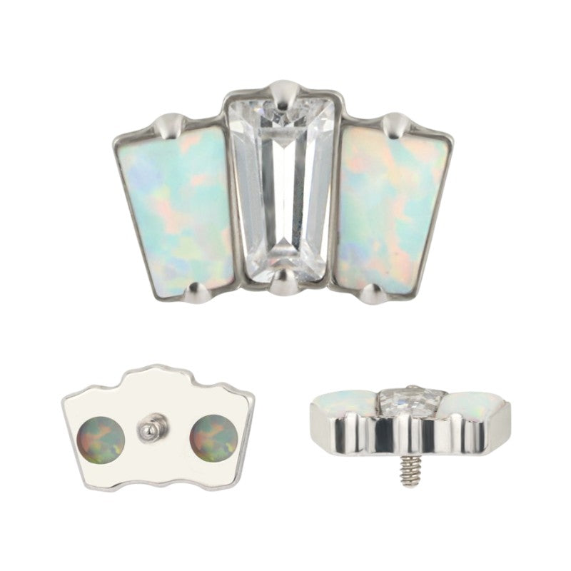 Implant Grade ASTM F136 Titanium 3 Rectangle Opal Stone Internaly Threaded Labret