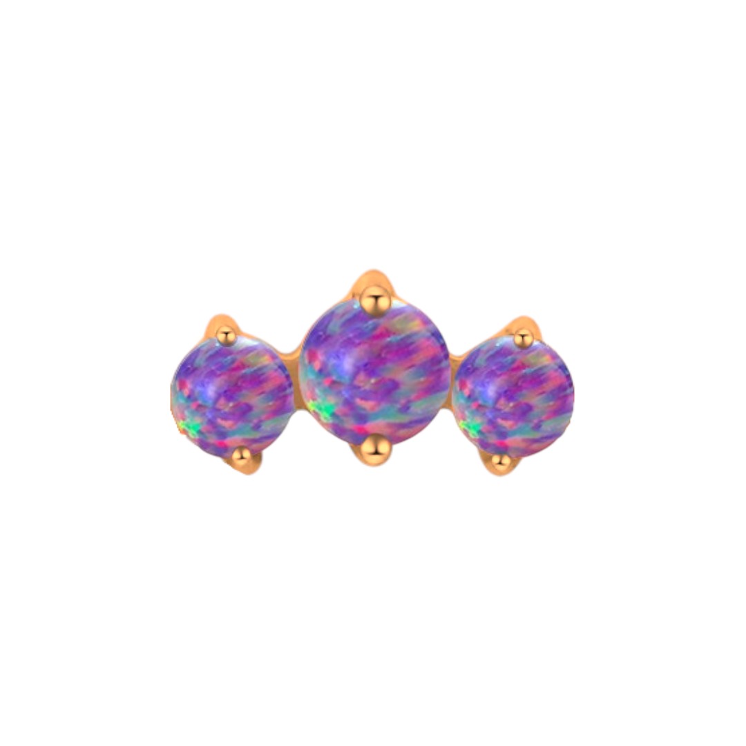 Implant Grade ASTM F136 Titanium 3 Prong Set Opal Stone Internaly Threaded Labret
