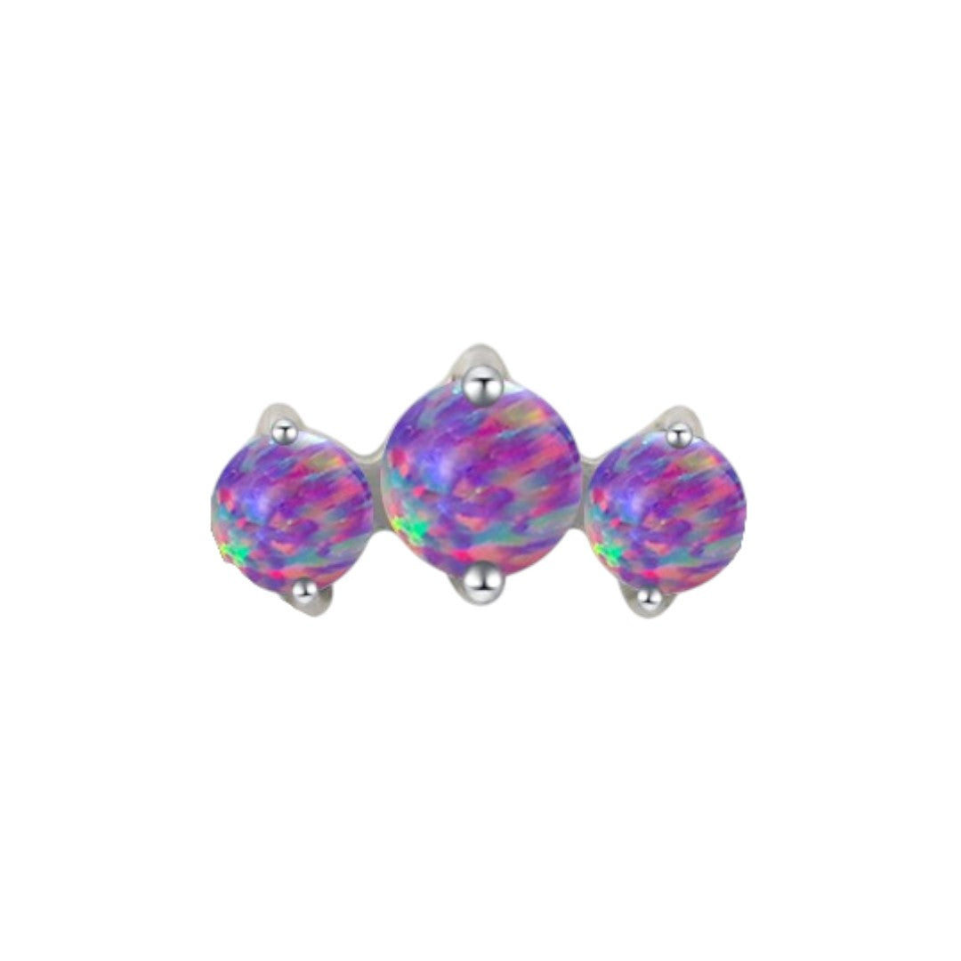 Implant Grade ASTM F136 Titanium 3 Prong Set Opal Stone Internaly Threaded Labret