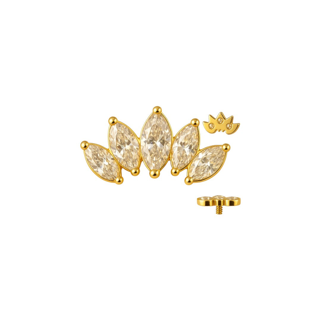 Implant Grade ASTM F136 Titanium 5 Marquise Prong Set CZ Internaly Threaded Labret