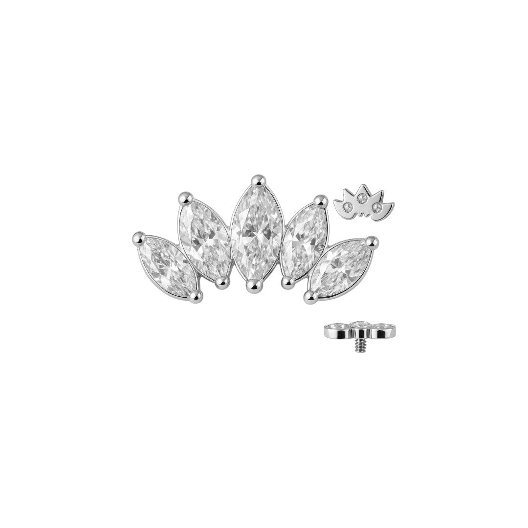 Implant Grade ASTM F136 Titanium 5 Marquise Prong Set CZ Internaly Threaded Labret