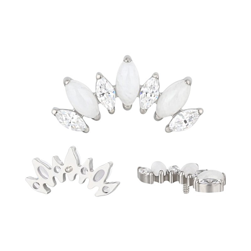 Implant Grade ASTM F136 Titanium Bezel Set 7 Natural Marquise Stone Internaly Threaded Labret