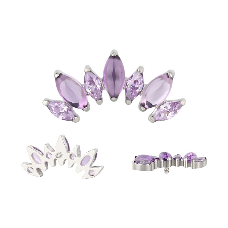 Implant Grade ASTM F136 Titanium Bezel Set 7 Natural Marquise Stone Internaly Threaded Labret