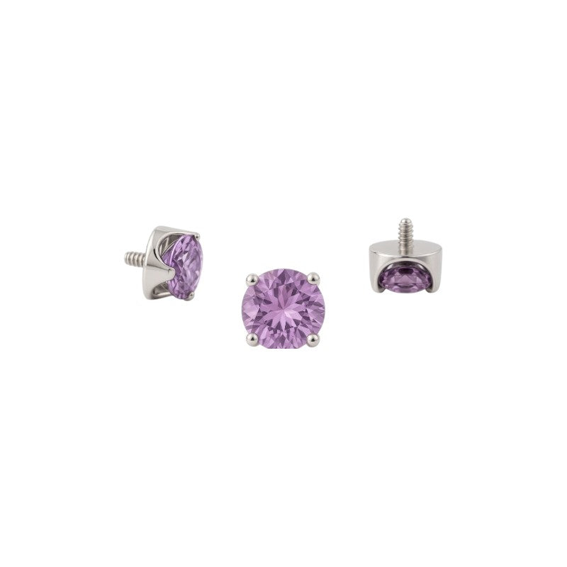 Implant Grade ASTM F136 Titanium Prong Set Zircon Internaly Threaded Labret