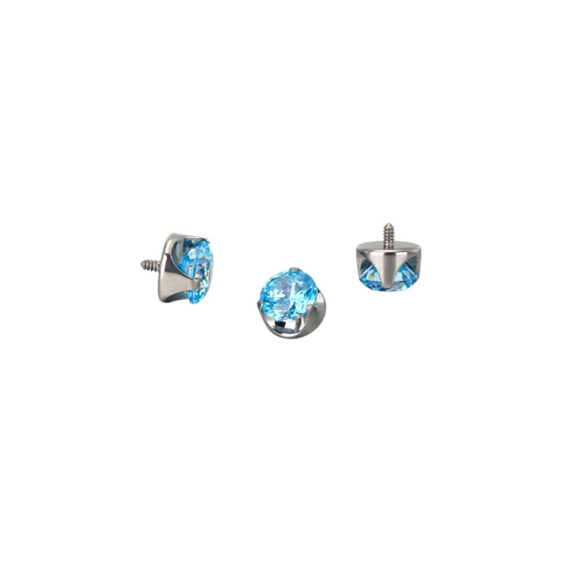 Implant Grade ASTM F136 Titanium Prong Set Zircon Internaly Threaded Labret