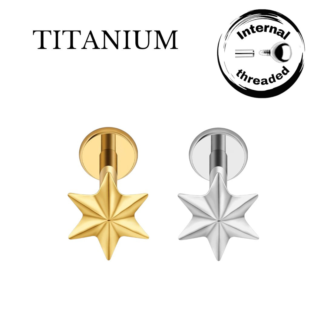 Implant Grade ASTM F136 Titanium Internaly Threaded Star Labret
