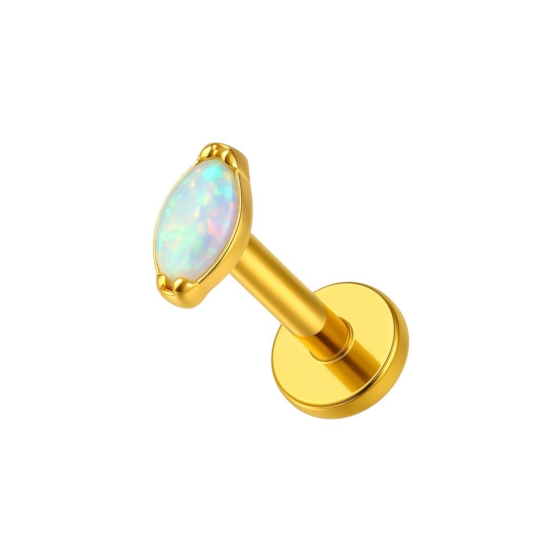 Implant Grade ASTM F136 Titanium 1 Oval CZ Or Opal Internaly Threaded Labret