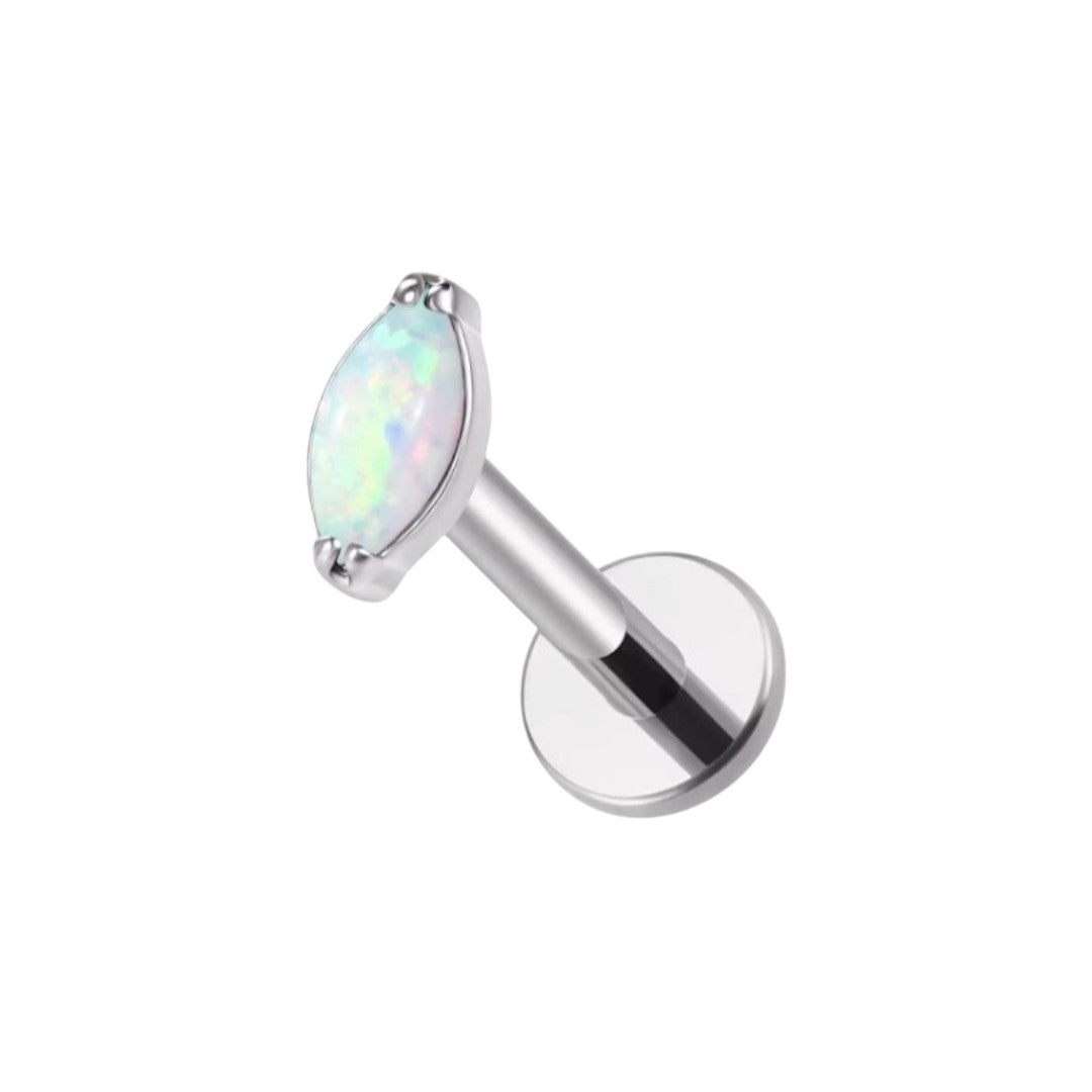 Implant Grade ASTM F136 Titanium 1 Oval CZ Or Opal Internaly Threaded Labret