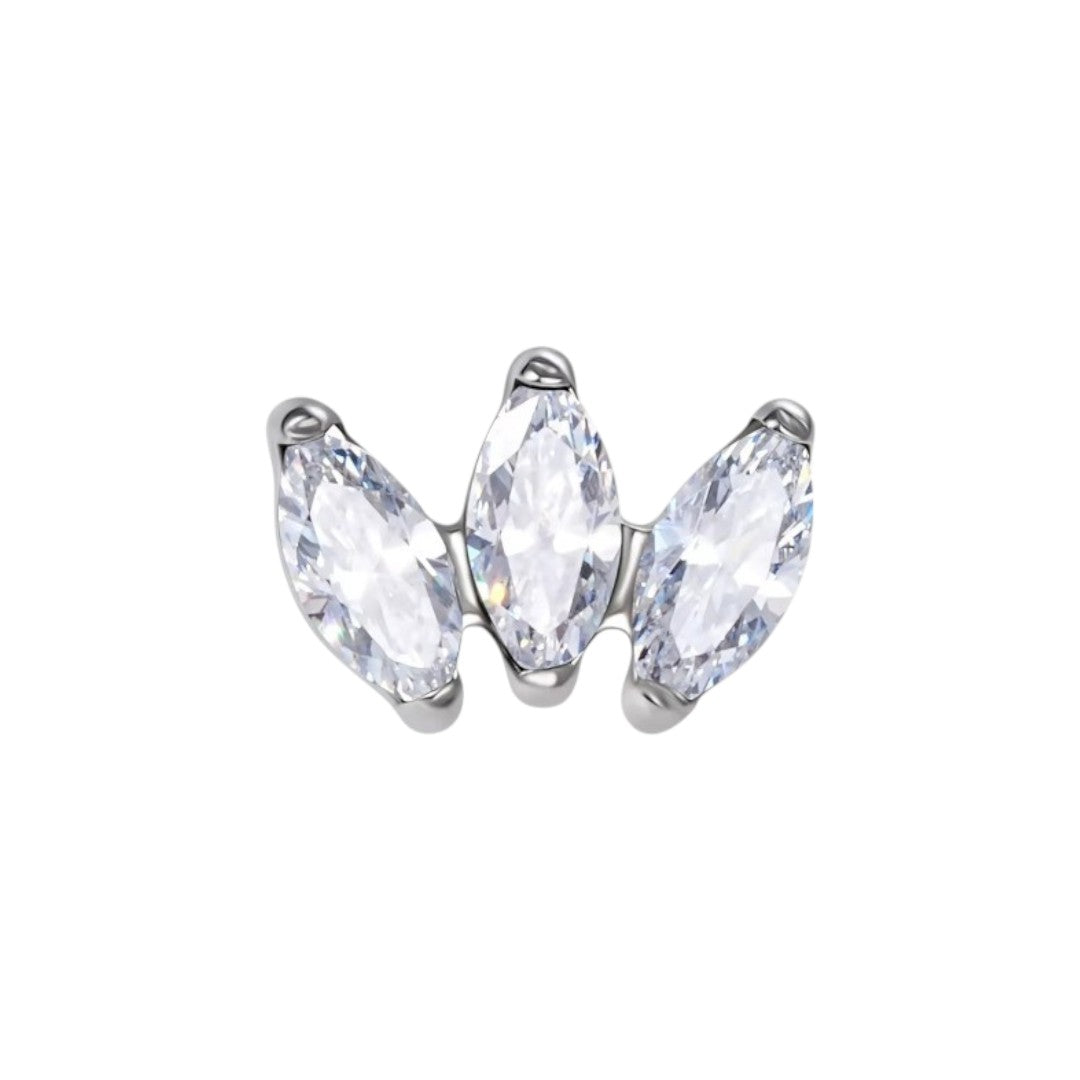 Implant Grade ASTM F136 Titanium 3 CZ Marquise 2 Lower. Internaly Threaded Labret