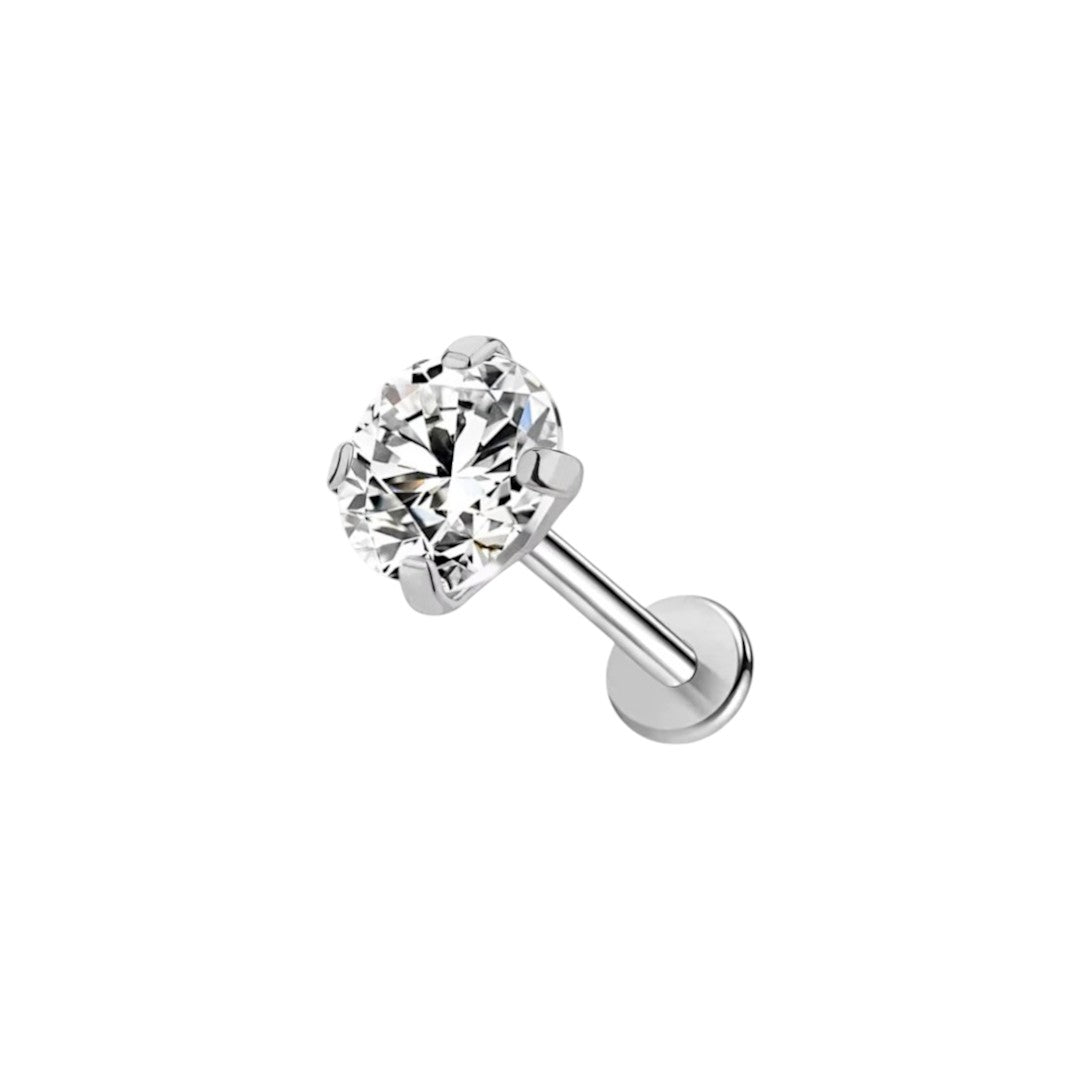 Implant Grade ASTM F136 Titanium 1 CZ Stone Internaly Threaded Labret