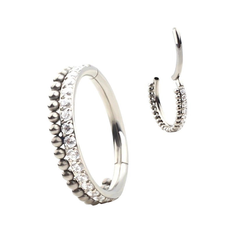 Implant Grade ASTM F136 Titanium CZ Pave Side with Ball Weld Front Segment Clicker