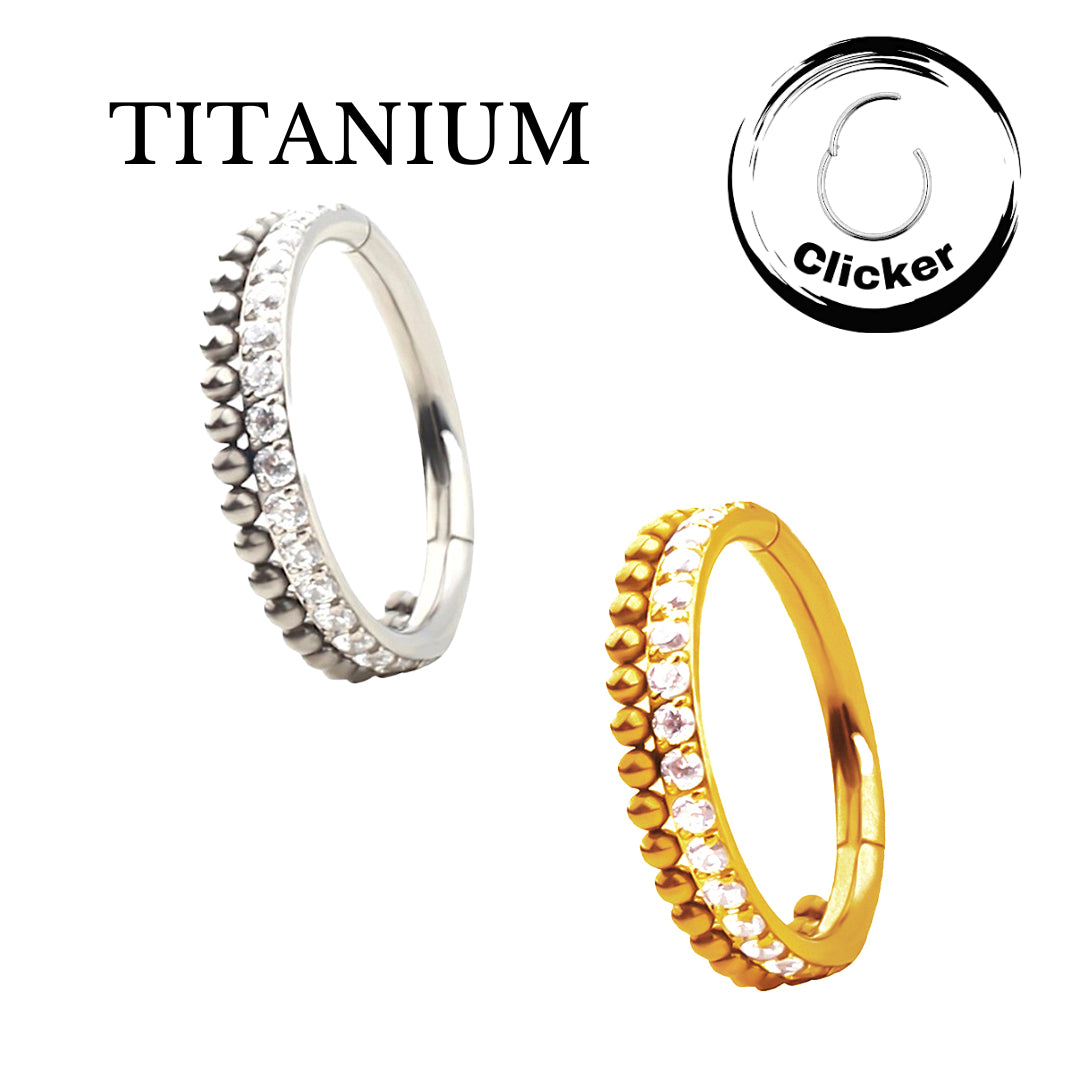 Implant Grade ASTM F136 Titanium CZ Pave Side with Ball Weld Front Segment Clicker