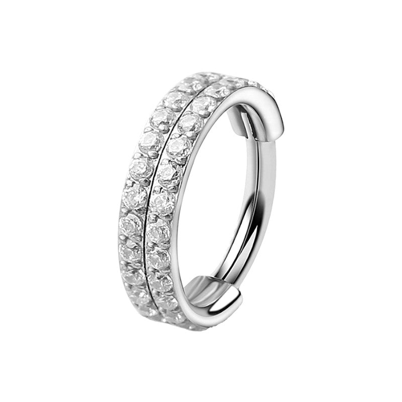 Implant Grade ASTM F136 Titanium 2 Rows CZ Pave Side Segment Clicker