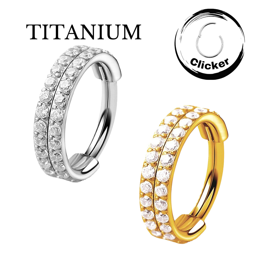 Implant Grade ASTM F136 Titanium 2 Rows CZ Pave Side Segment Clicker