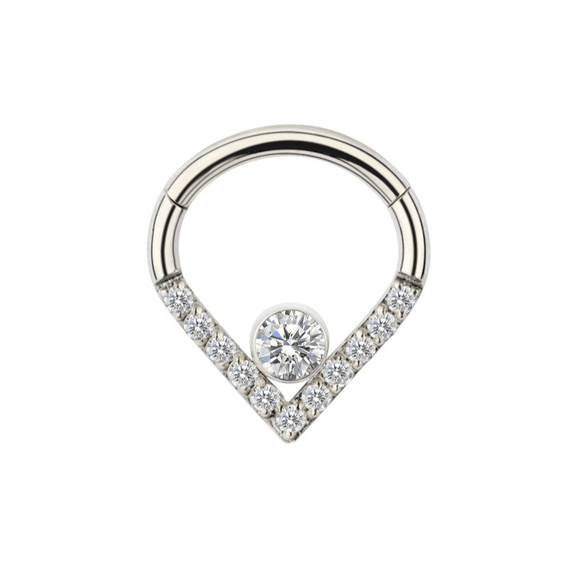 Implant Grade ASTM f136 Titanium Heart Shape CZ Pave Face With Bezel Set CZ Center Segment Clicker