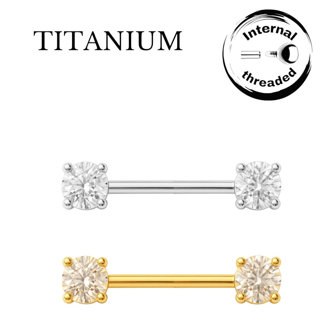 Implant Grade ASTM F136 Titanium Prong Set CZ Internaly Threaded