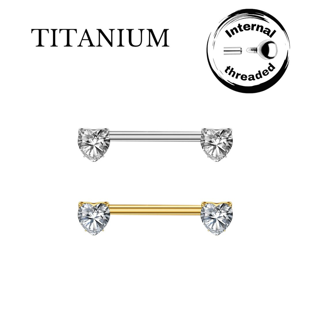 Implant Grade ASTM F136 Titanium Heart Stones Internal Threaded