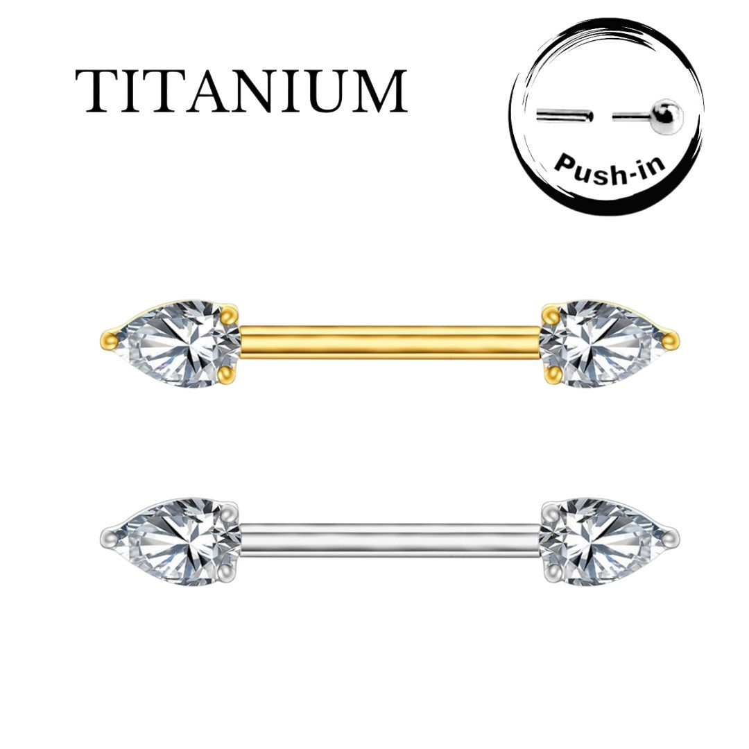 Implant Grade ASTM F136 Titanium Teardrop CZ Push In